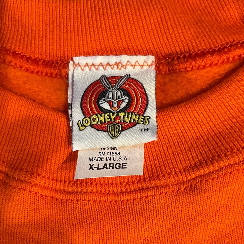 Vintage Looney Tunes Orange Halloween Sweatshirt Men’s X Large Preowned - Picture 3 of 4
